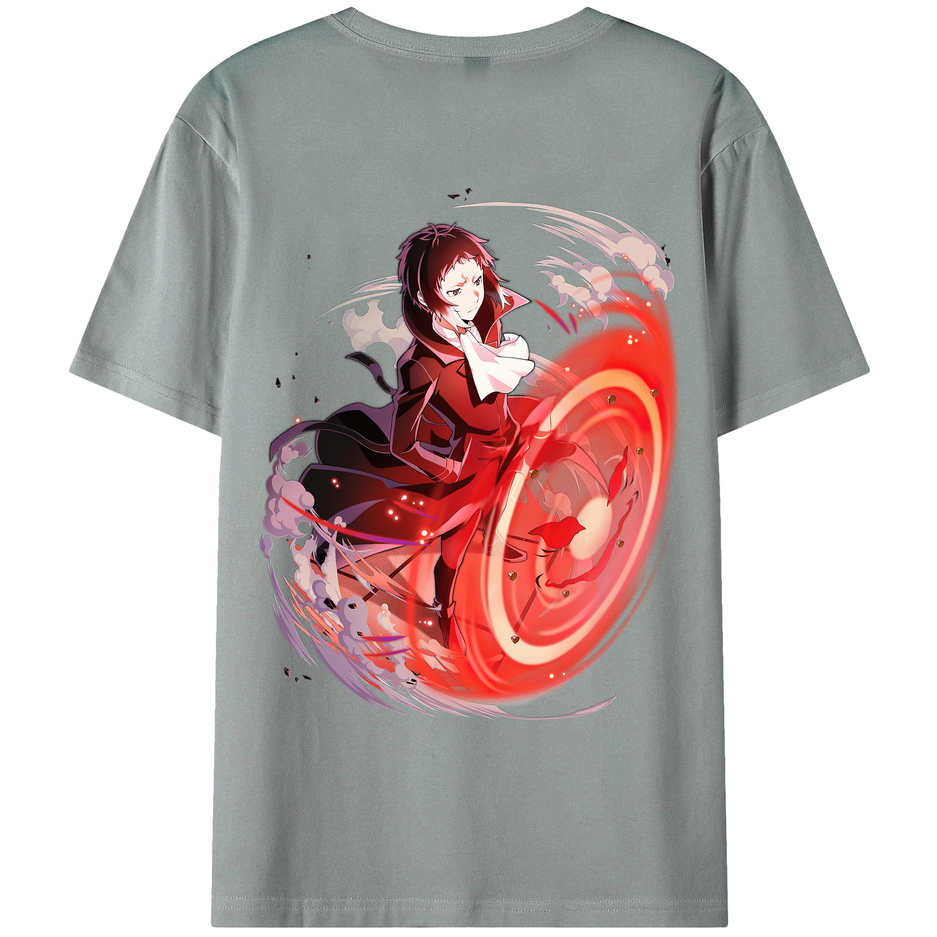 文豪ストレイドッグス Bungo Stray Dogs 綿100％ メンズ半袖Tシャツ（バックプリント） 通気性